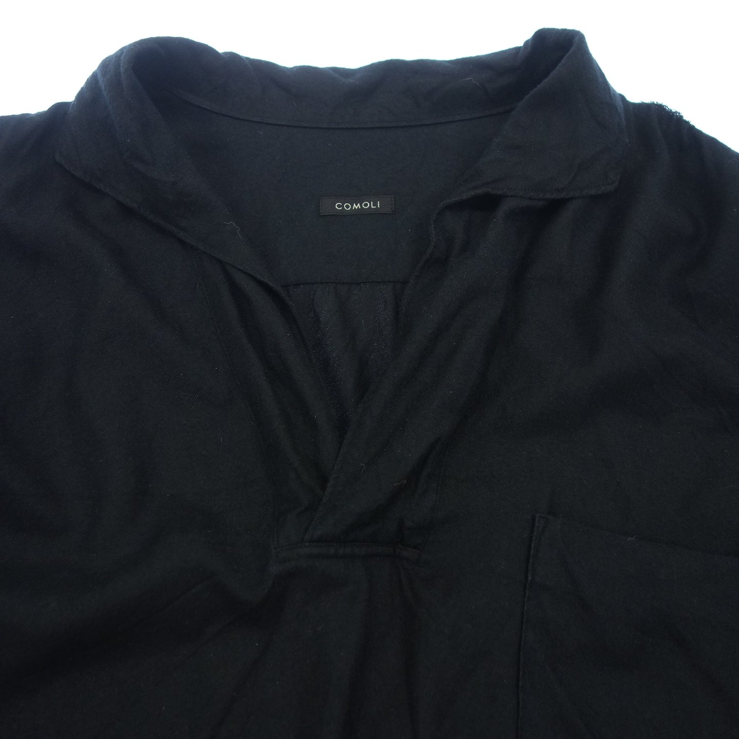 コモリ シルクネル スキッパーシャツ V01-02004 メンズ ブラック 3 COMOLI【AFB42】【中古】