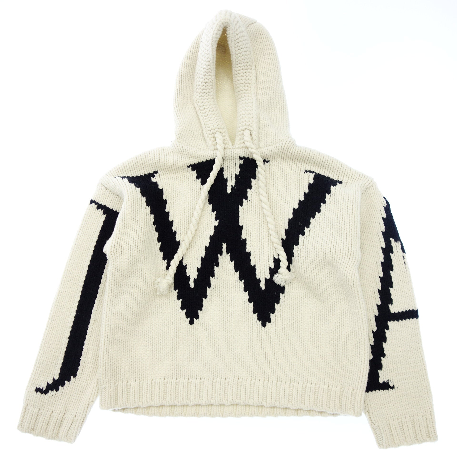 ジェイダブリューアンダーソン ニットパーカー JW intarsia-knit hoodie メンズ ホワイト M JW  ANDERSON【AFB1】【中古】