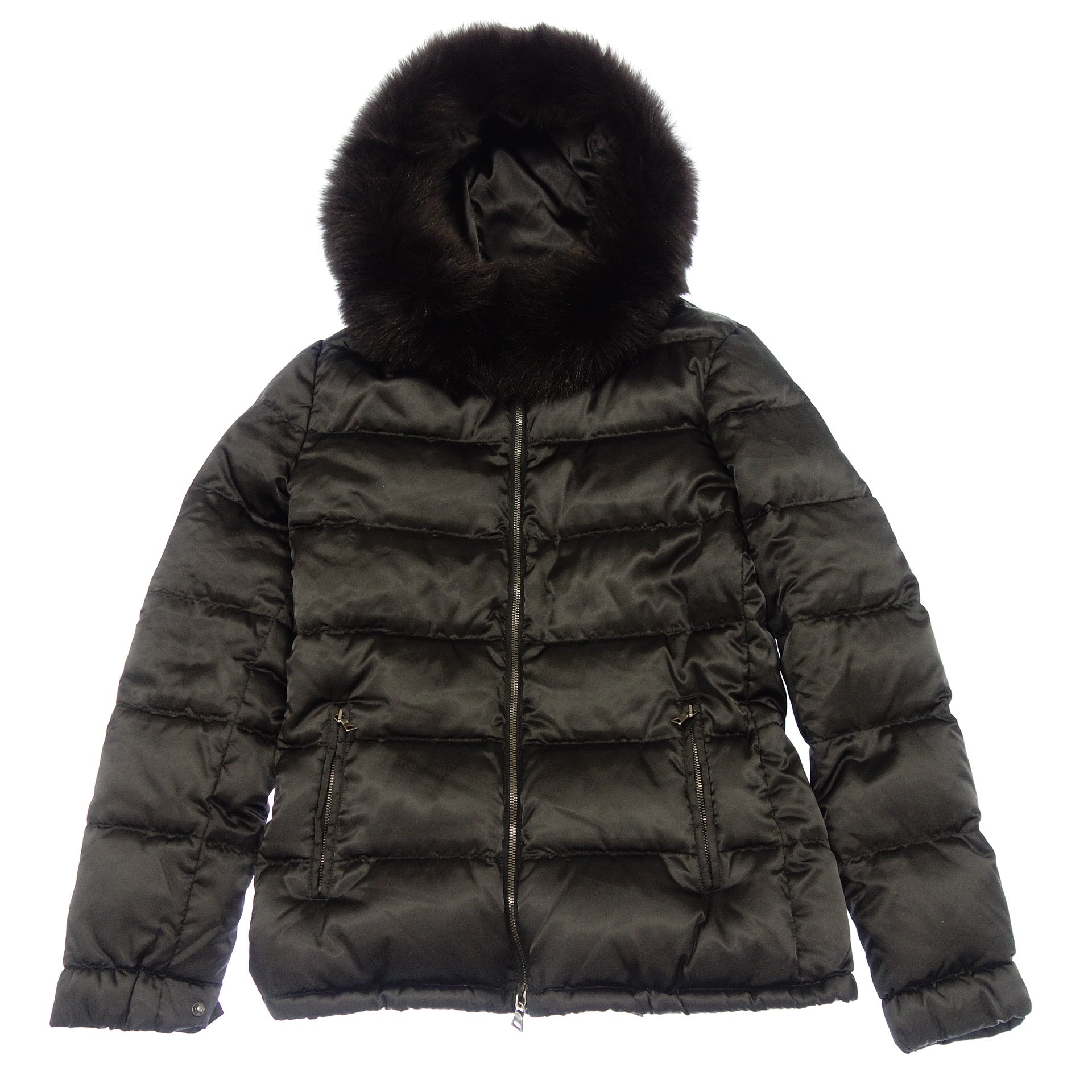 【美品】PRADA プラダ 毛皮コート コート ベルト付き ブラウン 42 Lさざえブランド