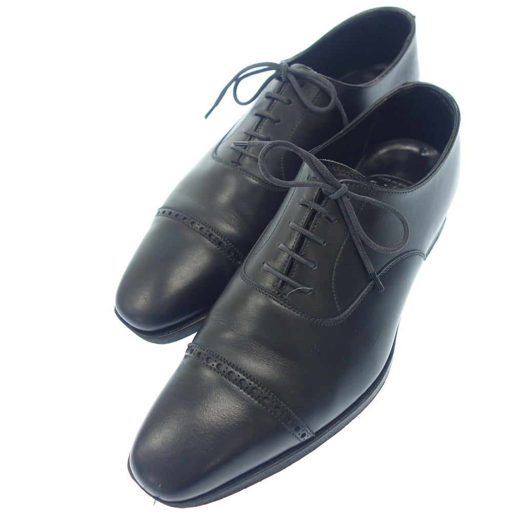 中古◆クロケット&ジョーンズ パンチドキャップ レザーシューズ オールゲート メンズ ブラック サイズ6.5E CROCKETT&JONES ALDGATE【AFC44】