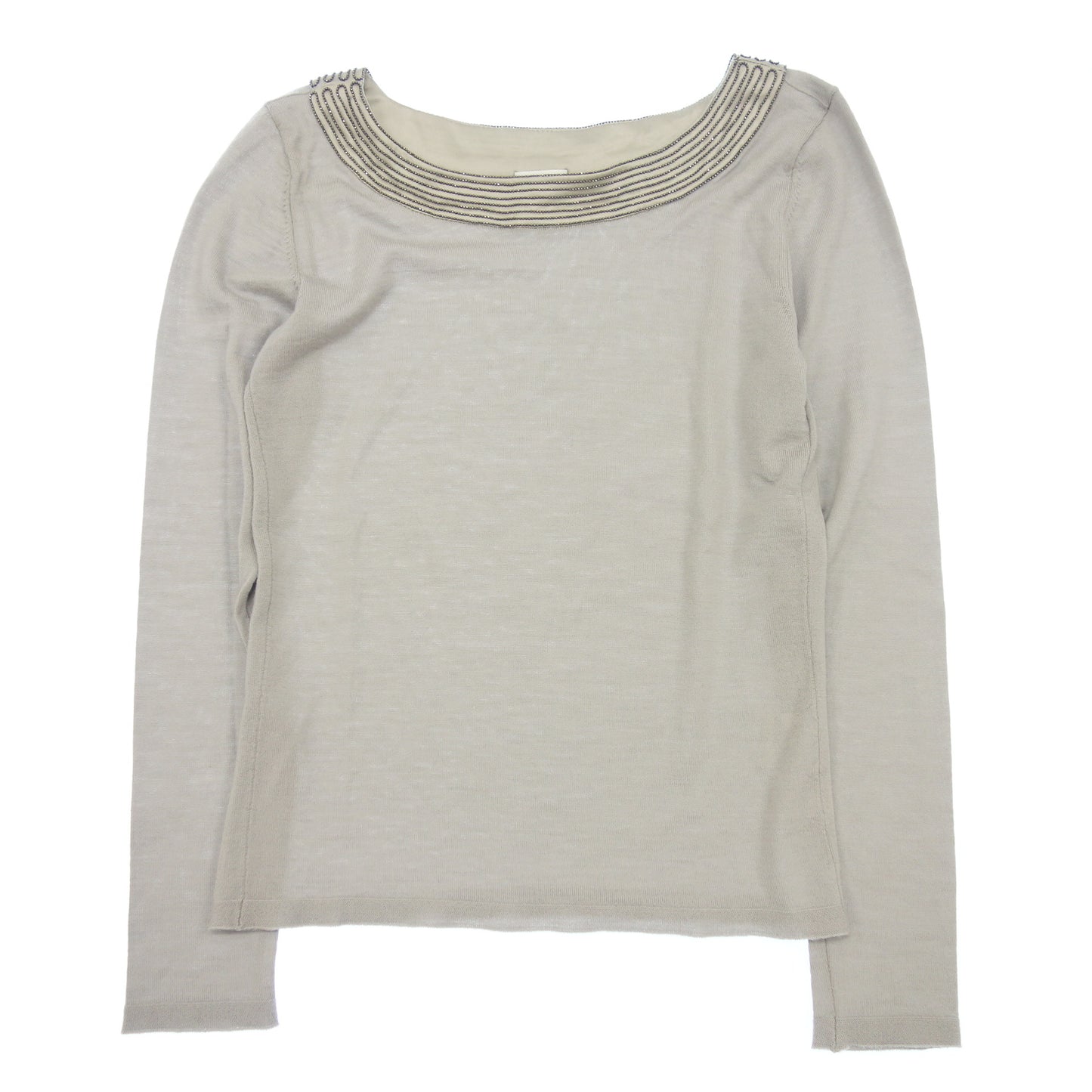 中古◆アルマーニ コレツィオーニ ビジュー ウール ニット カットソー レディース パープル系 42 ARMANI COLLEZIONI【AFB4】