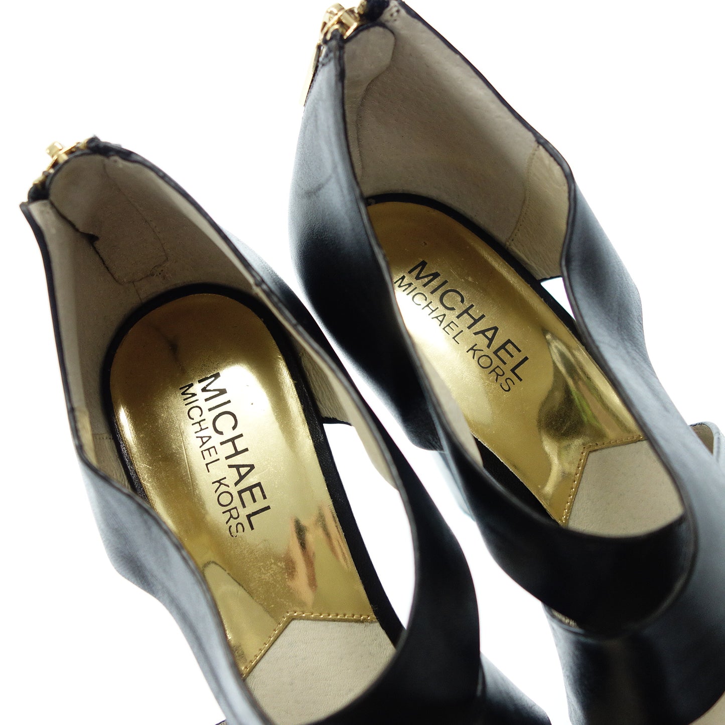中古◆マイケルコース レザーパンプス サンダル ジップ レディース 黒 MICHAEL KORS【AFC7】