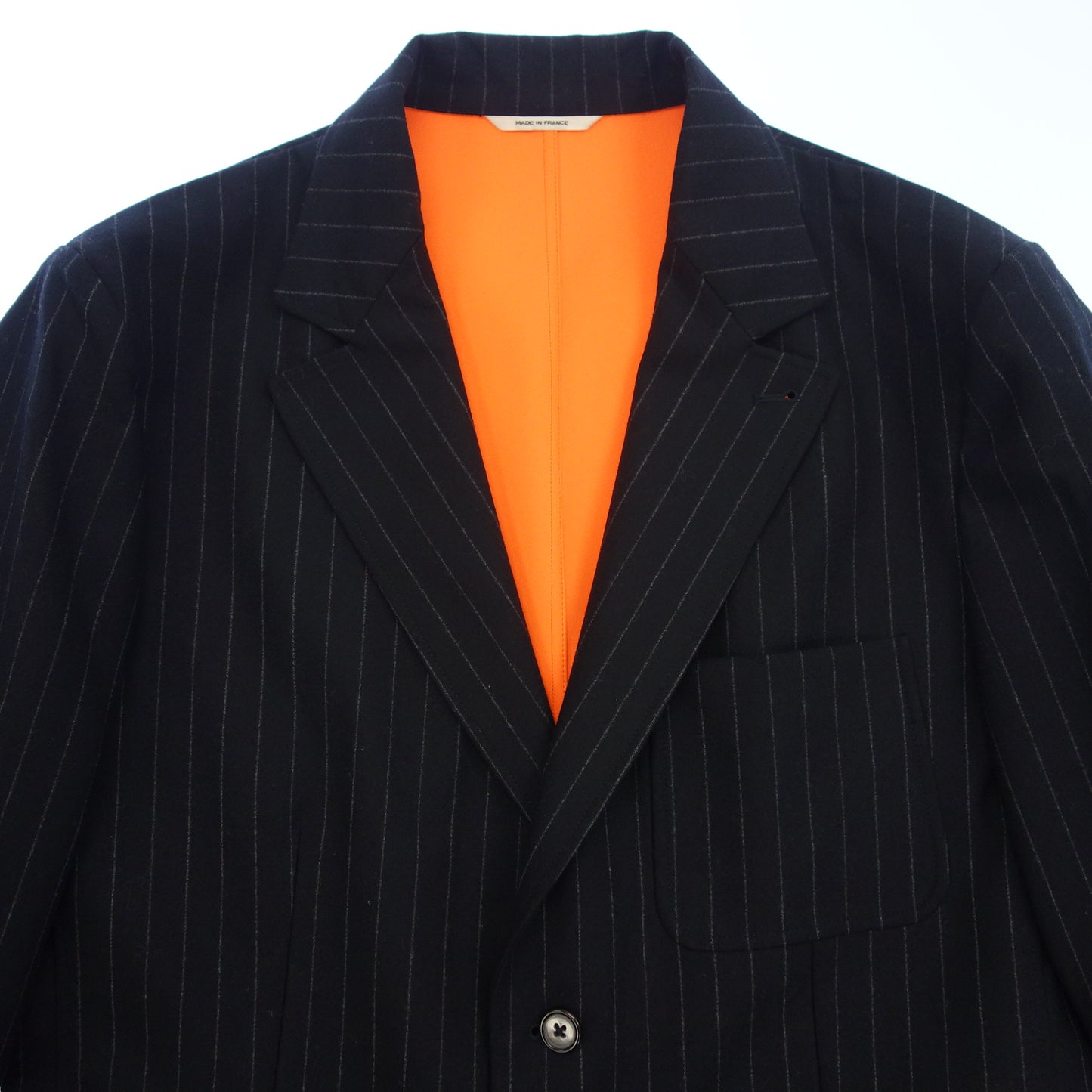 極美品◆エルメス 2Bジャケット ストライプ メンズ サイズ50 ブラック HERMES【AFA4】