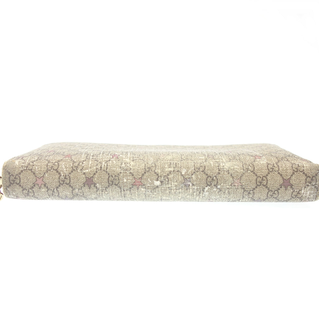 中古◆グッチ 長財布 GGスプリーム ラウンドジップ ゴールド金具 ブラウン系 GUCCI【AFI7】