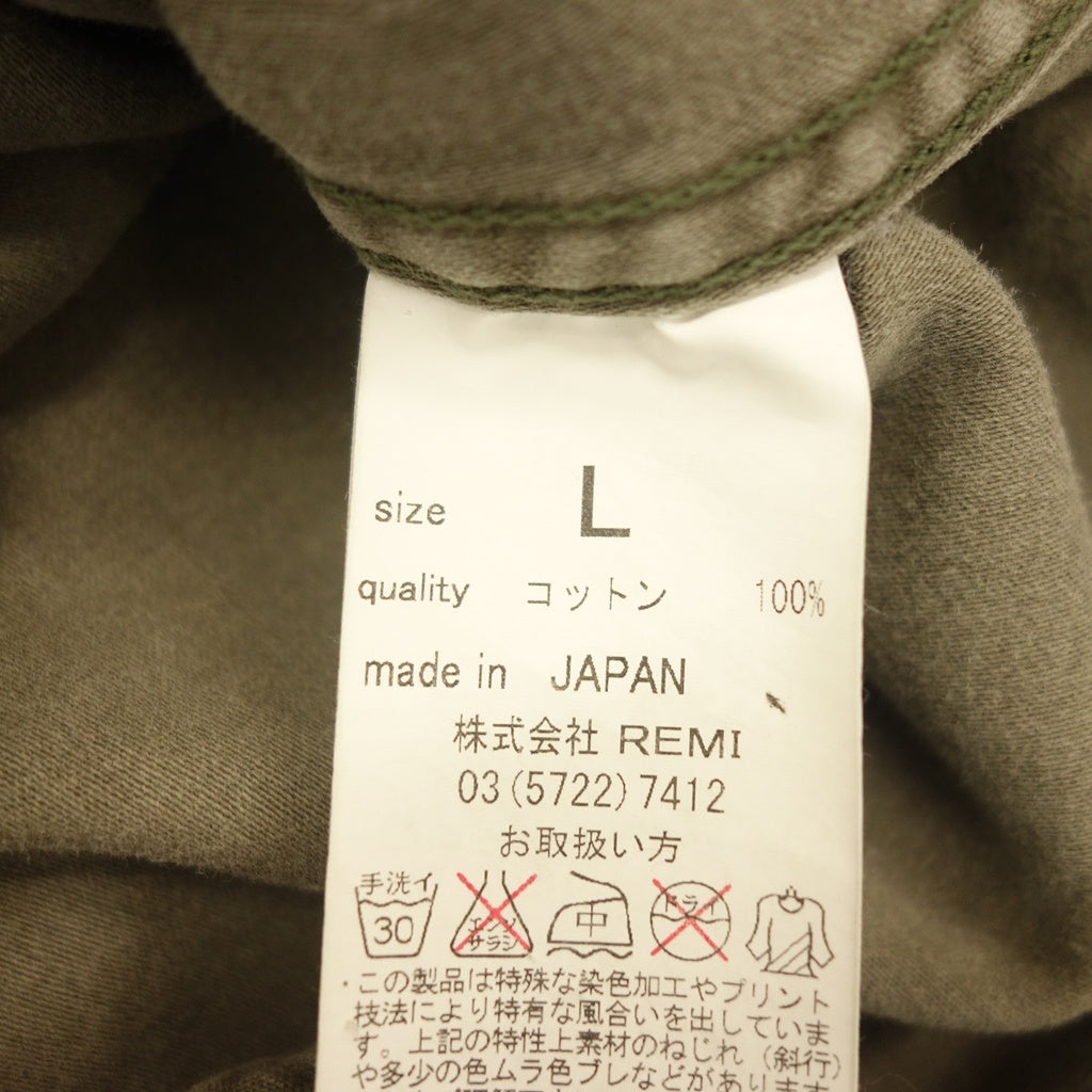美品◆レミレリーフ ミリタリーシャツ メンズ カーキ サイズL REMI RELIEF【LA】