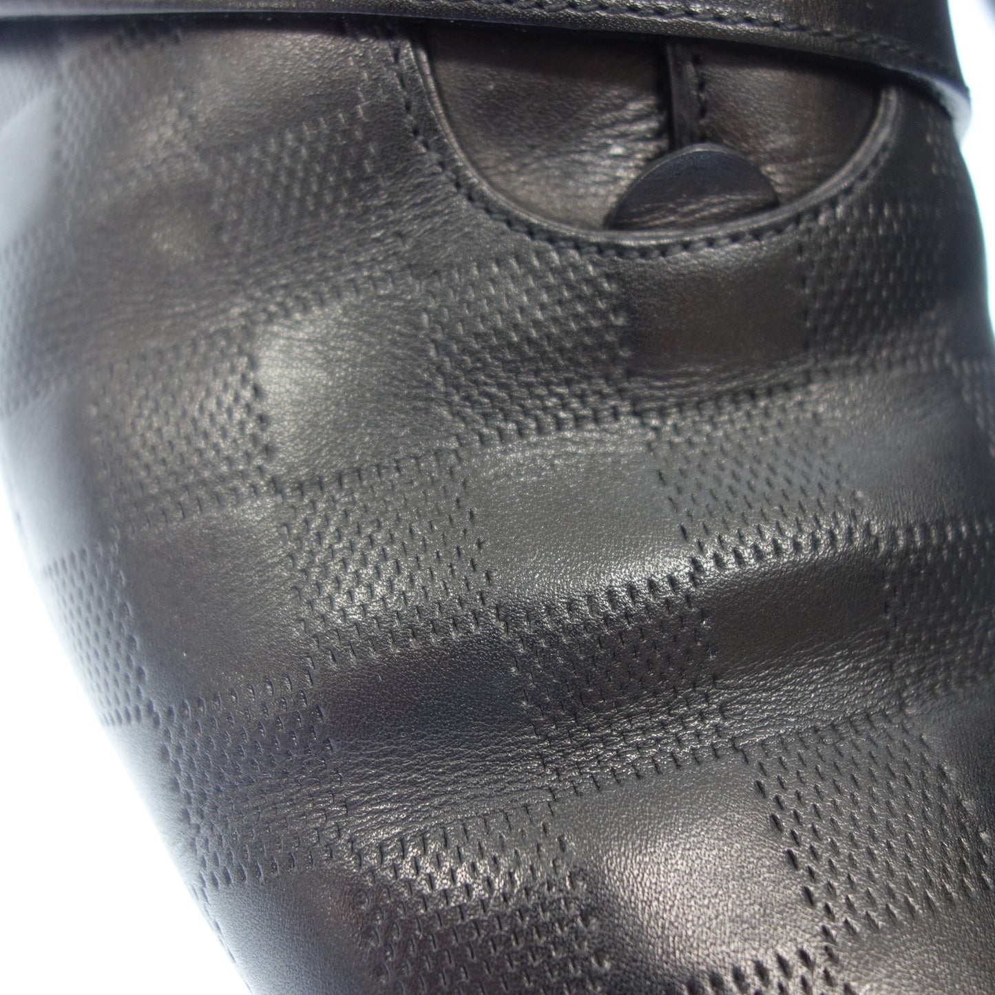 美品◆ルイヴィトン レザーシューズ ベルトデザイン ダミエアンフィニ メンズ ブラック サイズ7.5 LOUIS VUITTON【AFC16】