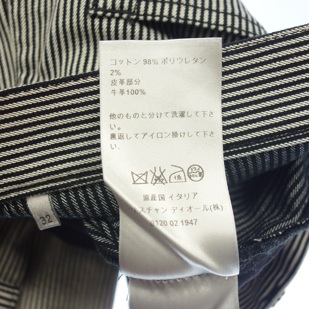 美品◆ディオール パンツ ストライプ柄 メンズ ブラック×ホワイト サイズ32 433D007A3822 DIOR【AFB6】