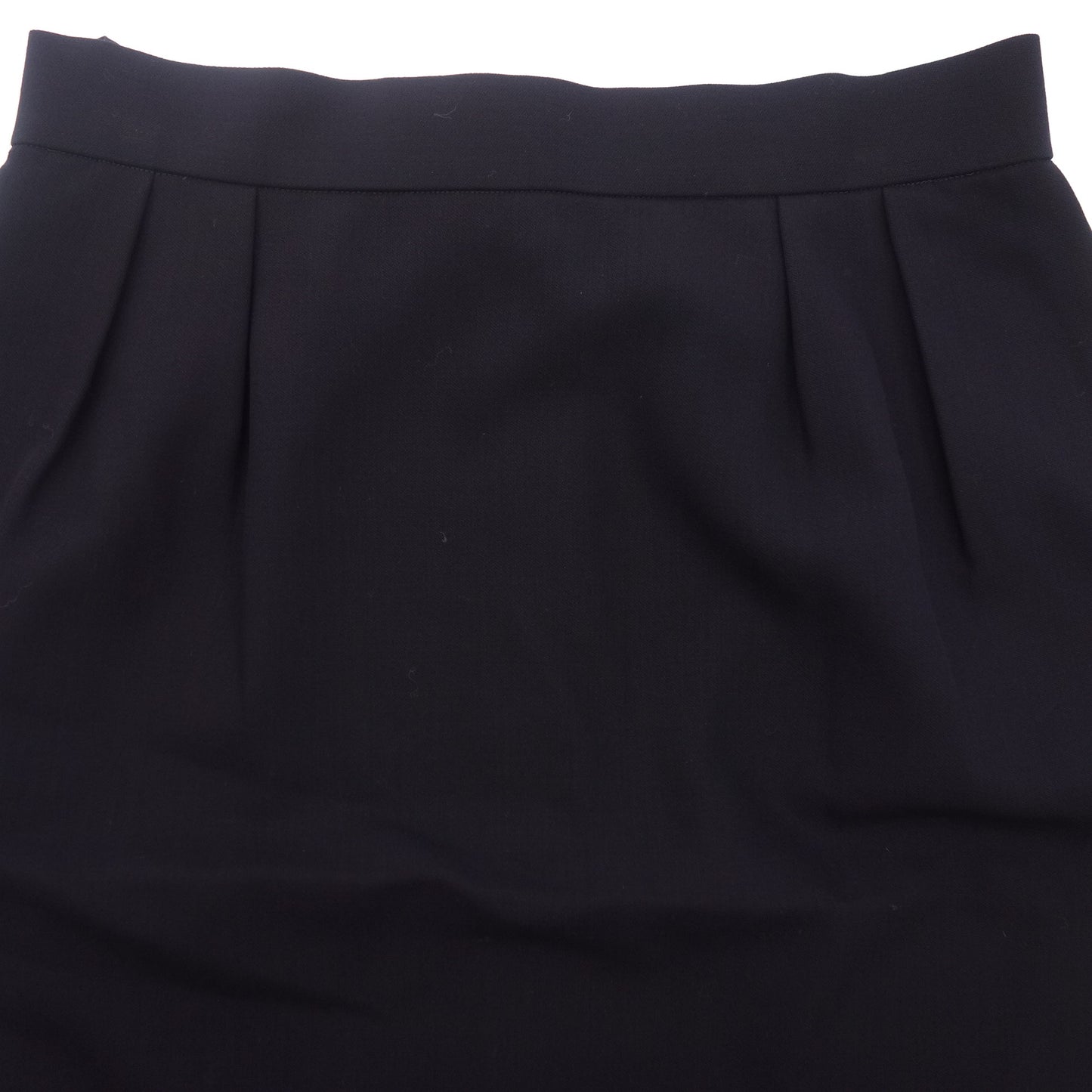 美品◆クリスチャンディオール スカート ウール 濃紺 サイズLL 2タック レディース Christian Dior【AFB42】