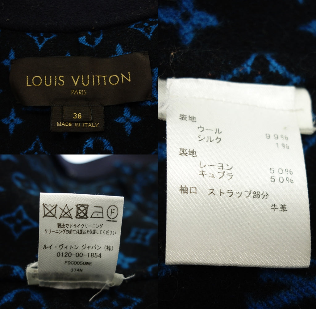 中古◆ルイヴィトン Pコート 金ボタン モノグラム 17AW FDC005QWE レディース ネイビー サイズ 36 LOUIS VUITTON【AFB23】