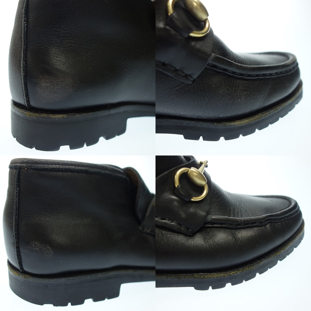 中古◆グッチ レザーショートブーツ ホースビット レディース 36.5 黒 GUCCI【AFC41】