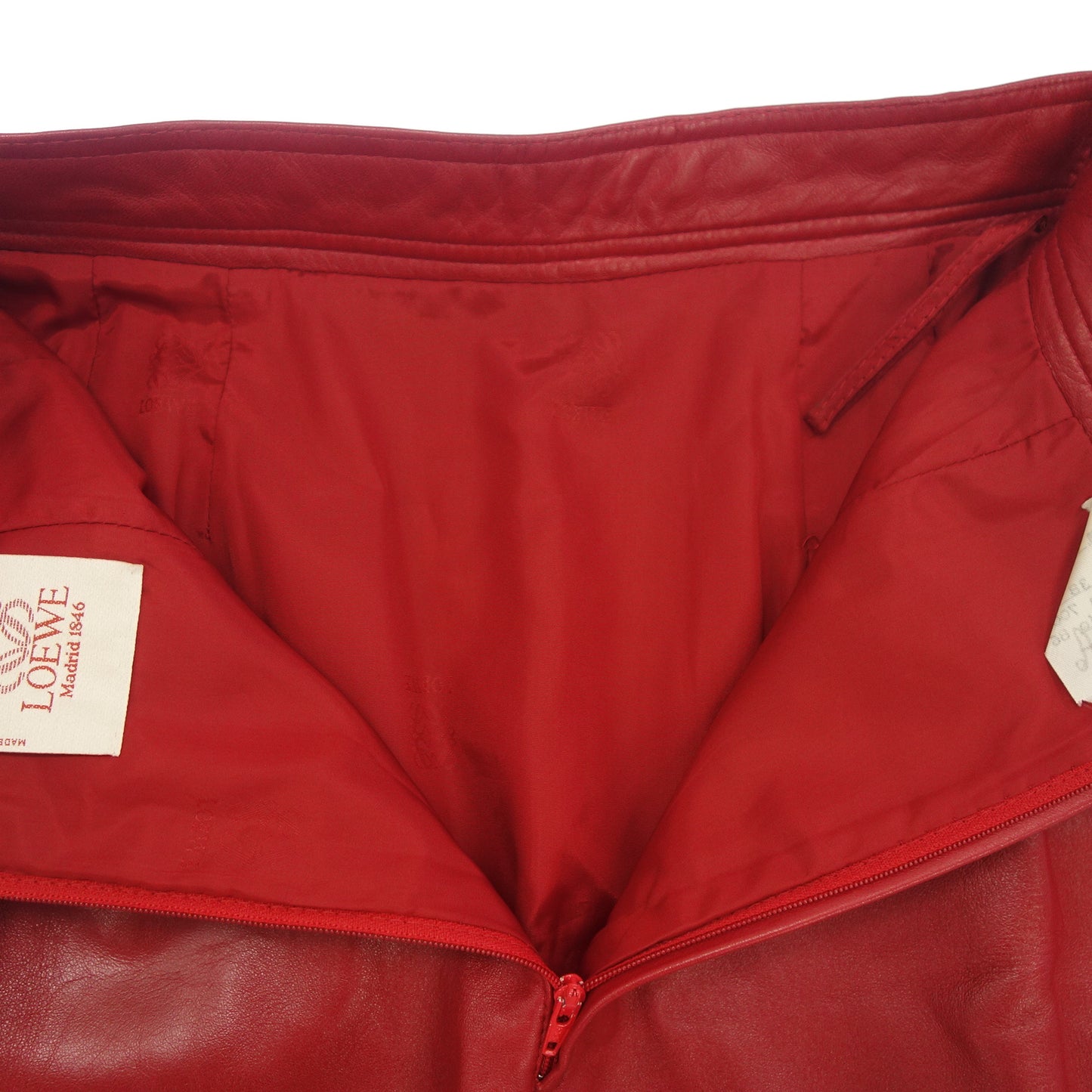 中古◆ロエベ レザースカート アナグラム ナッパレザー レディース レッド サイズ38 LOEWE【AFB42】