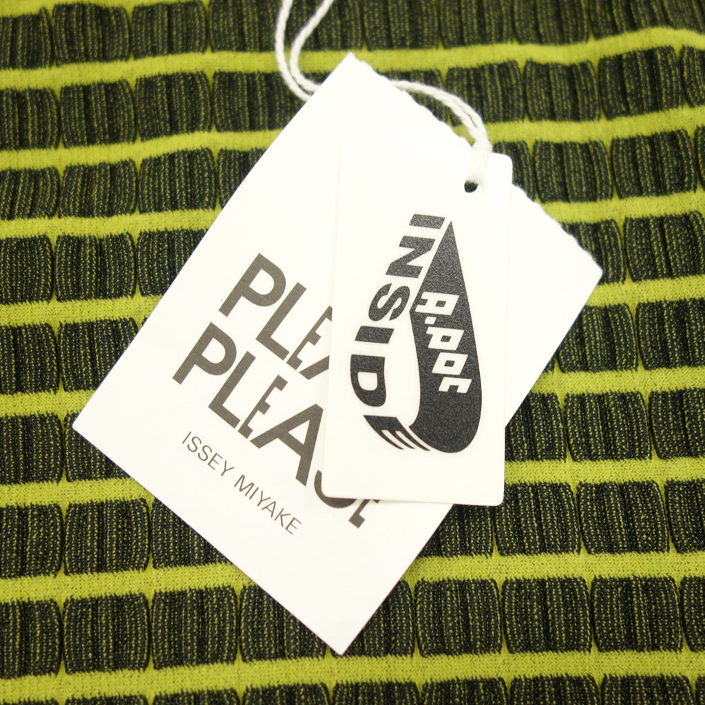 極美品◆プリーツプリーズ A.POC INSIDE 半袖トップス カットソー レディース ブラック&イエロー サイズ3 PP64LT934 PLEATS PLEASE【AFB25】