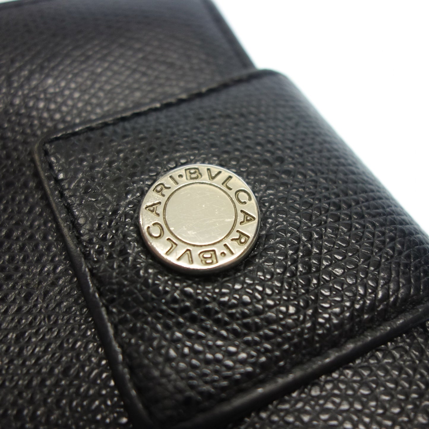 ブルガリ 二つ折り財布 Wホック レザー 黒 BVLGARI【AFI14】【中古】