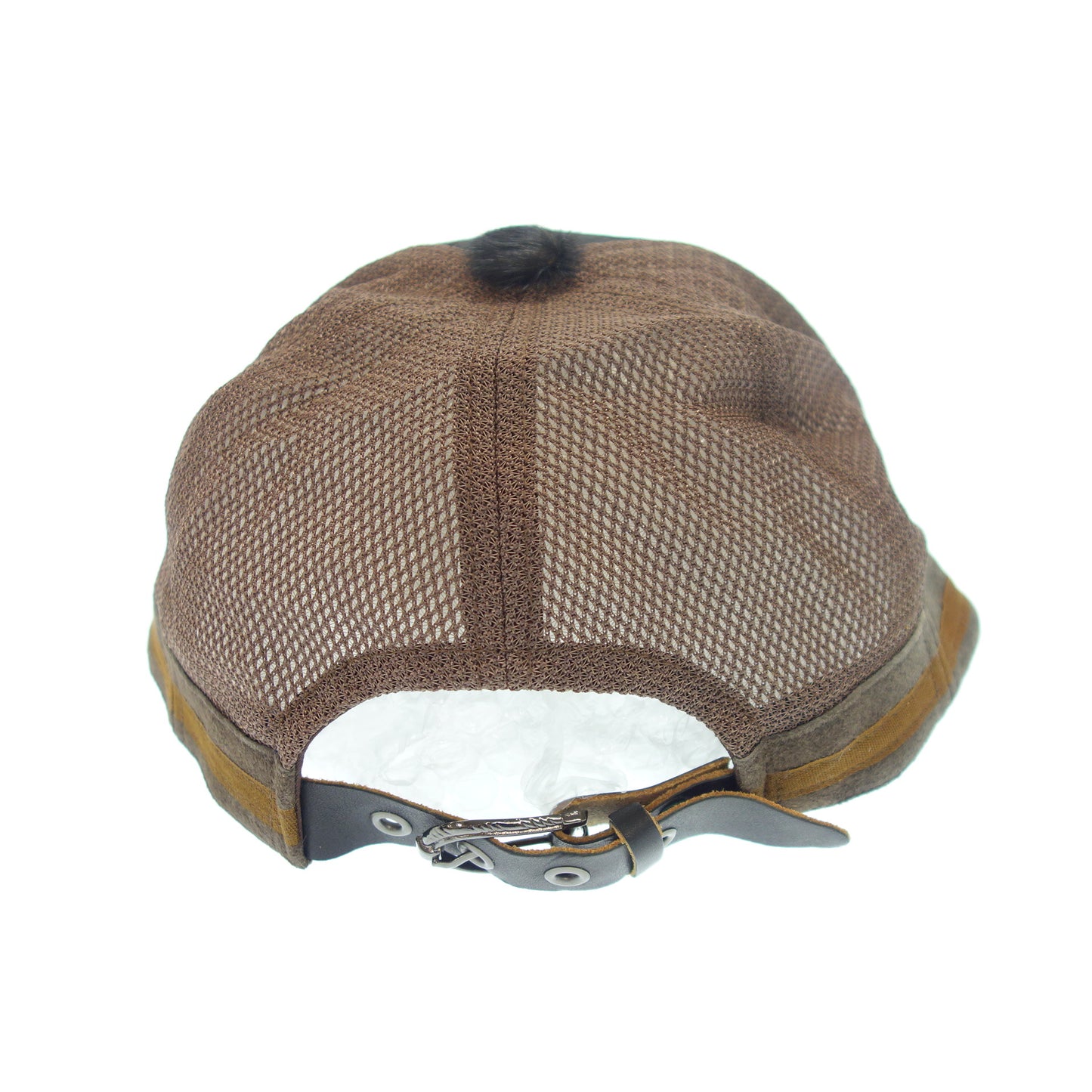 栗原 キャップ 帽子 牛革&メッシュコンビ 日本製 メンズ ブラック系 サイズ57~59cm【AFI20】【中古】