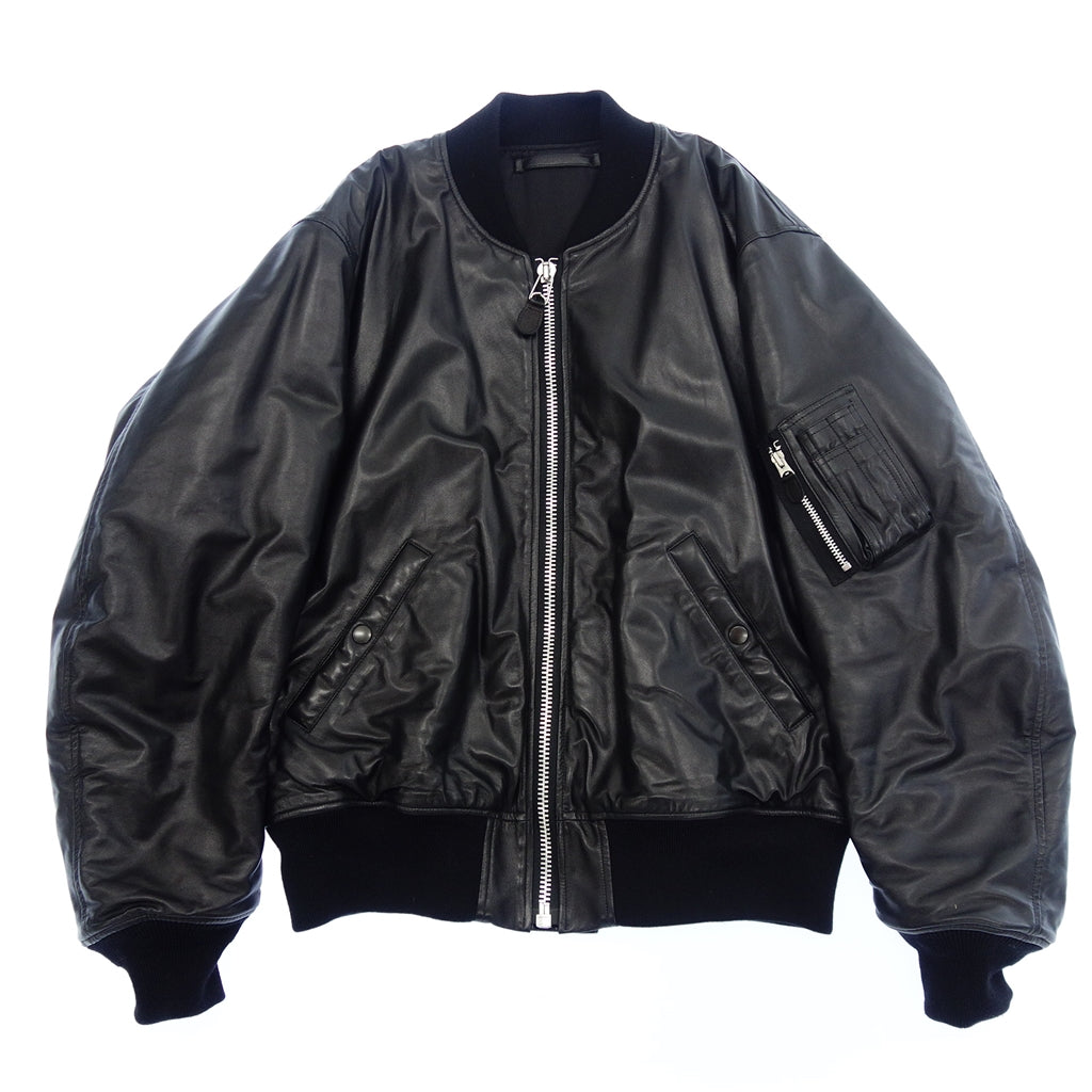 美品◆コモリ ジャケット MA-1 シープスキン メンズ サイズ3 ブラック COMOLI【AFG1】