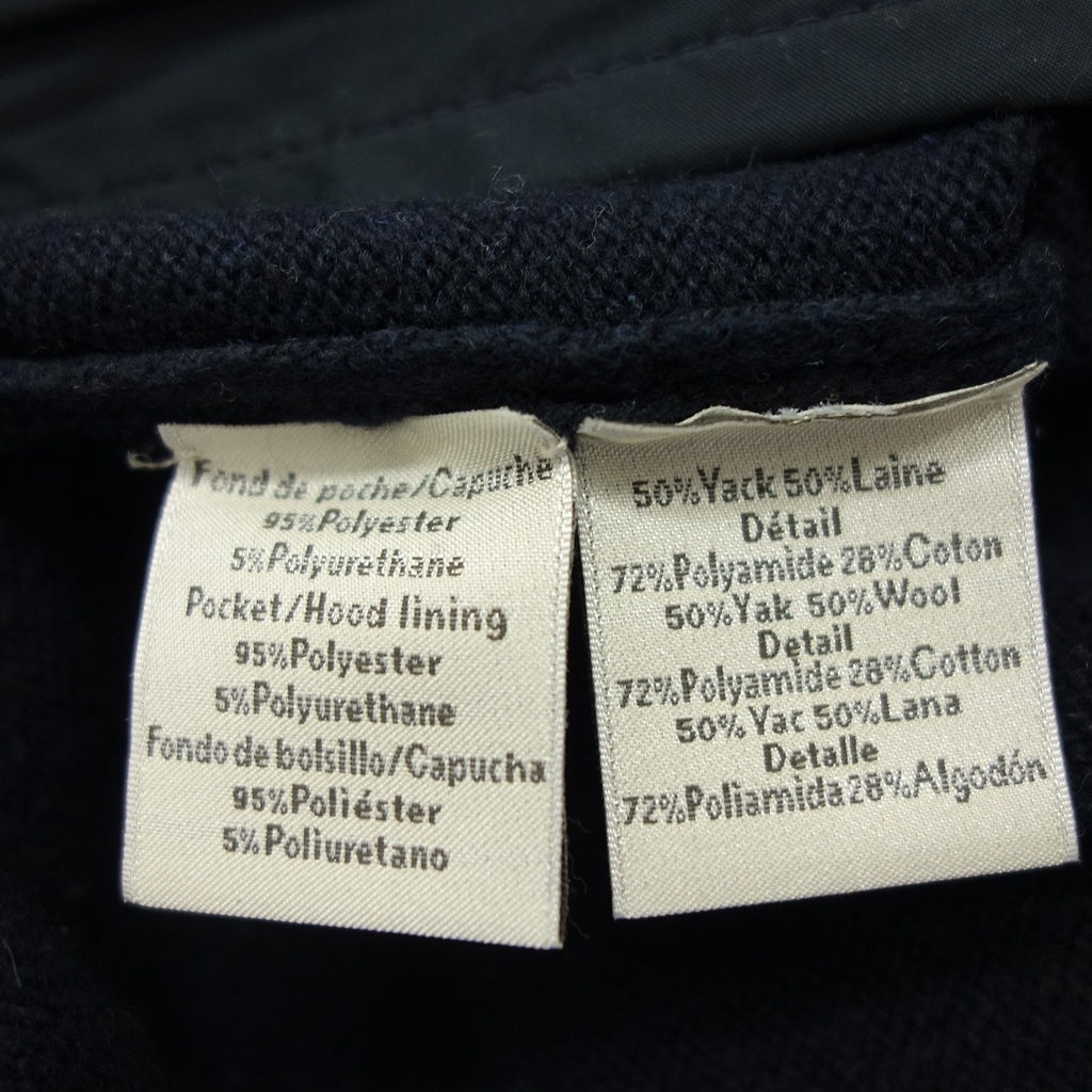 美品◆エルメス ドライバーズ ニット フード内蔵 レザープル メンズ ブラック XL HERMES【AFB54】