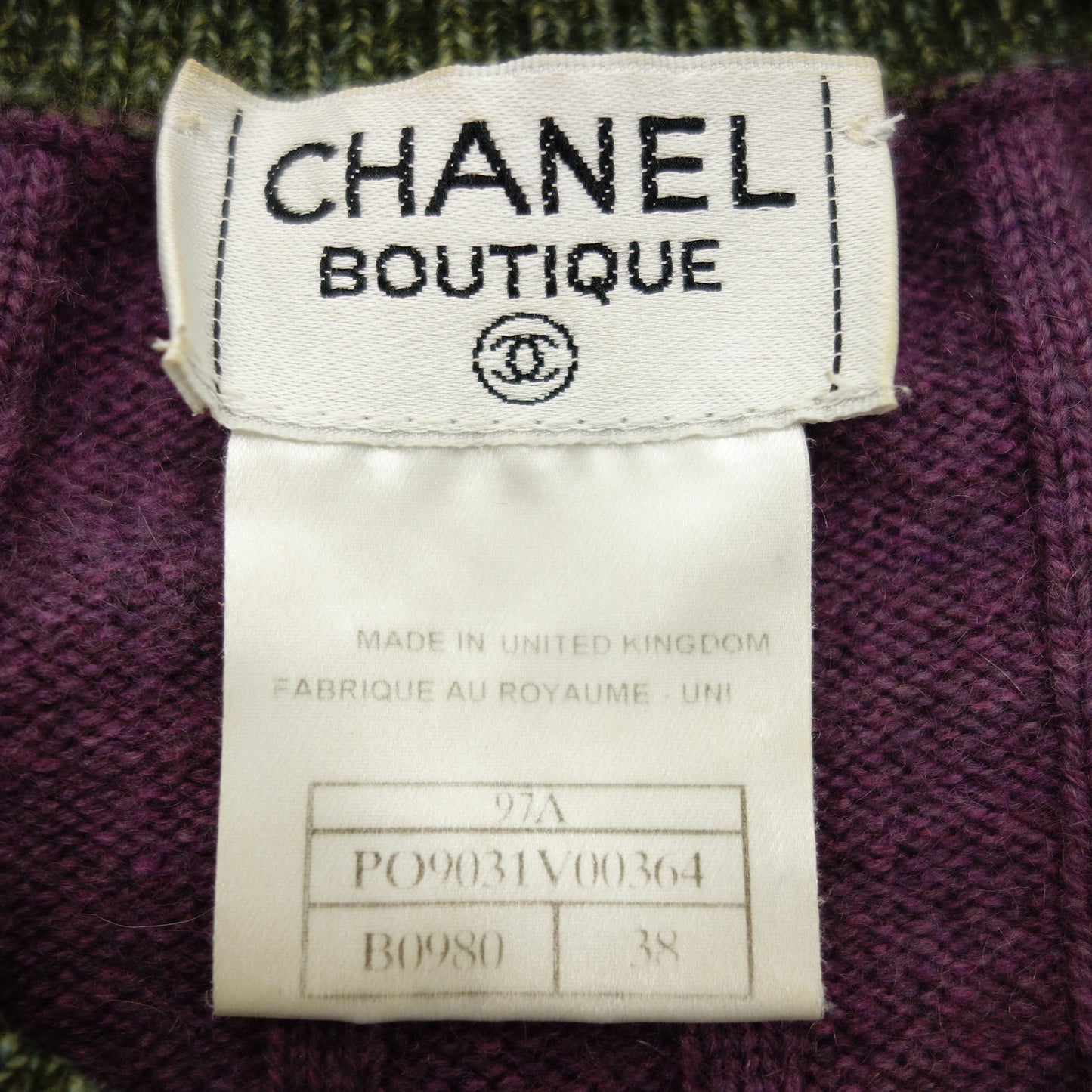 シャネル ニットセーター バイカラー ココボタン 97A レディース パープル 38 CHANEL【AFB21】【中古】