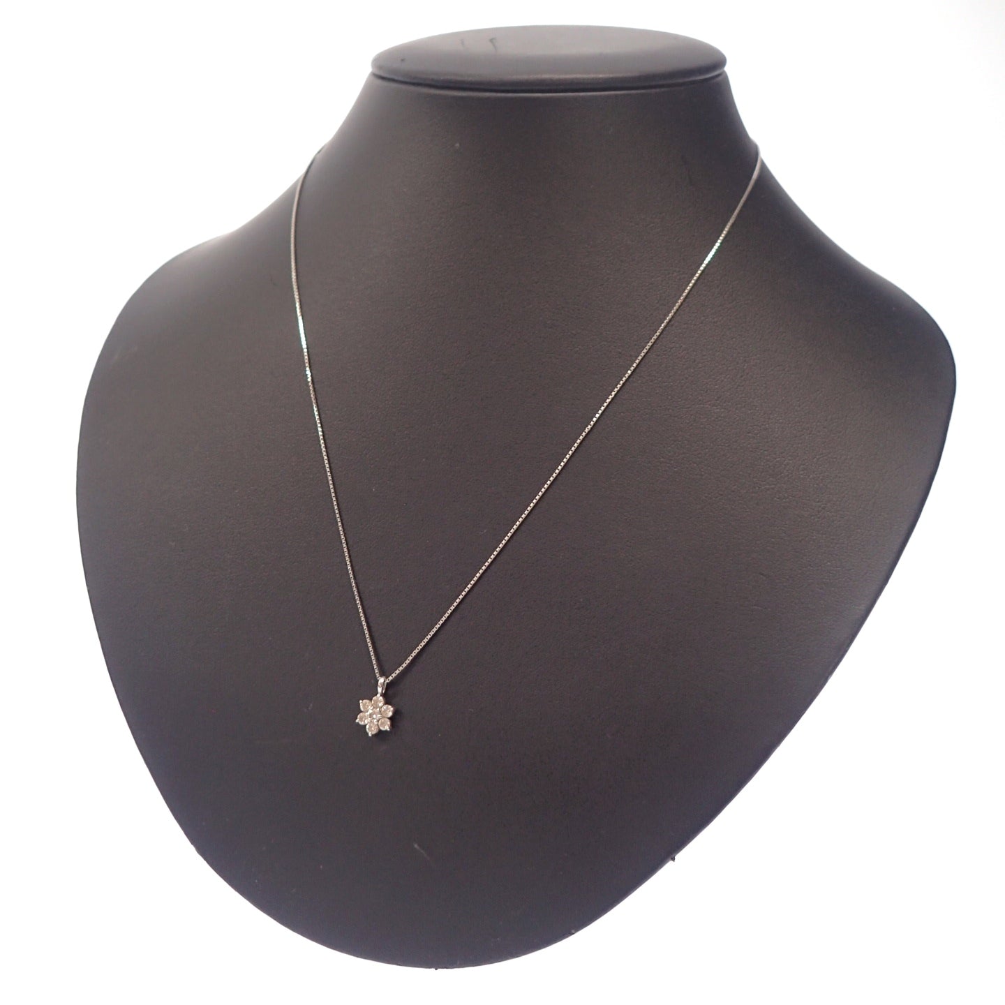 ミルフローラ Pt900 Pt850 コンビ ダイヤ0.36ct ネックレス【AFI18】【中古】