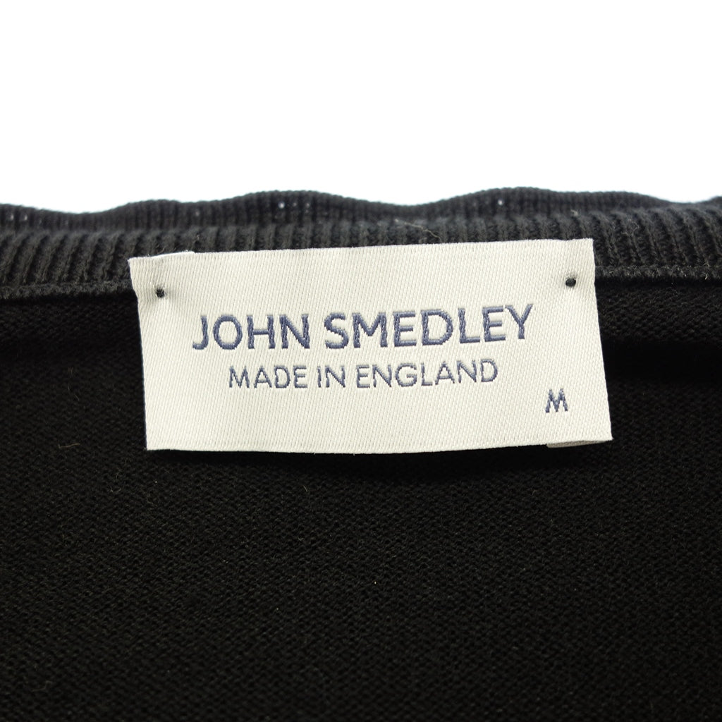 極美品◆ジョンスメドレー Vネック ニットセーター シーアイランドコットン 30ゲージ メンズ サイズM ブラック JOHN SMEDLEY【AFB12】