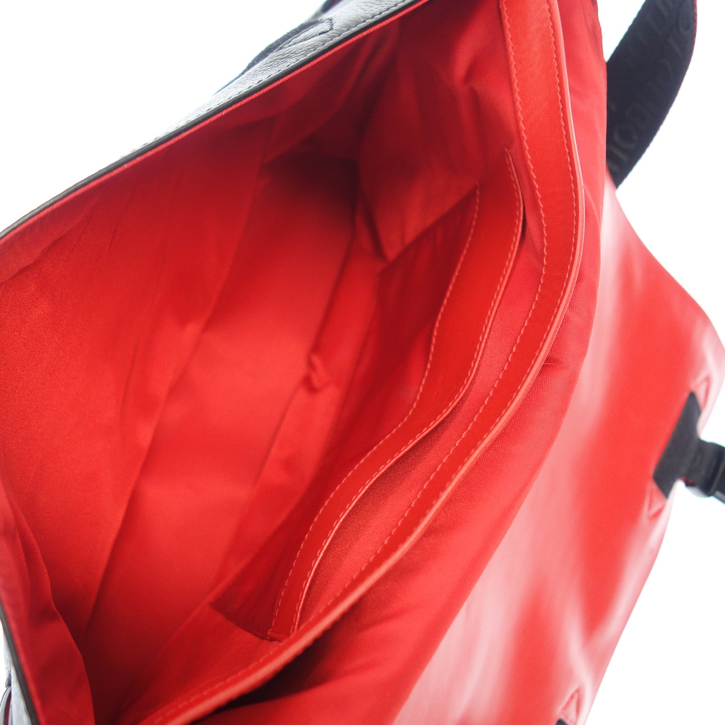 美品◆クリスチャンルブタン ルビクリック メッセンジャーバッグ ショルダー ベルクロ スタッズ 黒×赤 Christian Louboutin Loubiclic【AFE6】