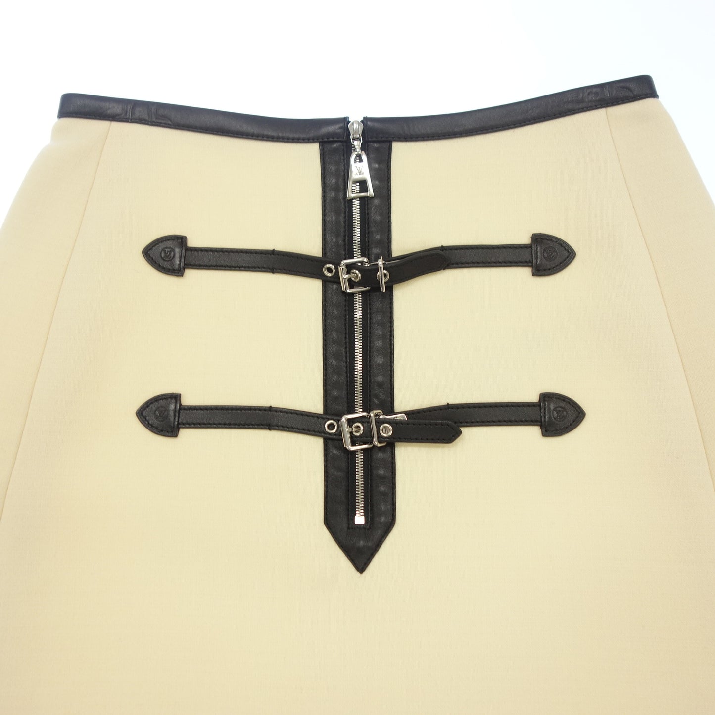 ルイヴィトン スカート レザーベルト ジップアップ レディース ホワイト 36 LOUIS VUITTON【AFB26】【中古】