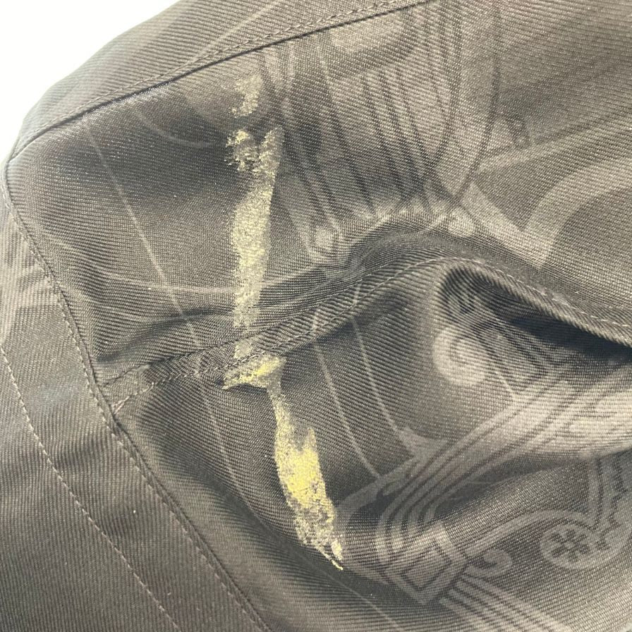 エルメス シャツ ロングスリーブ 総柄 シルク100% サイズ42 ブラック系 HERMES【AFB22】