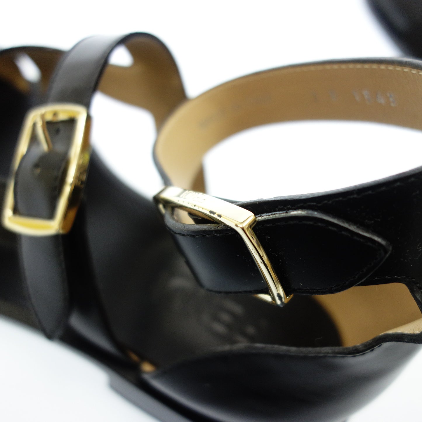 フェンディ レザーサンダル ゴールド金具 レディース 7 黒 FENDI【AFD3】【中古】