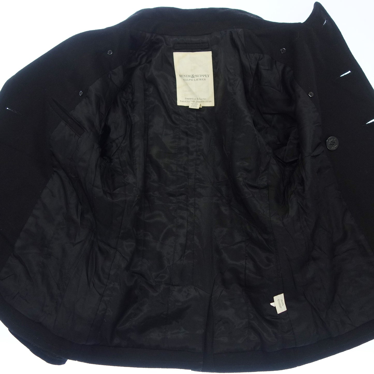 デニム&サプライ ラルフローレン Pコート ウール メンズ M 黒 RALPH LAUREN【AFB22】【中古】