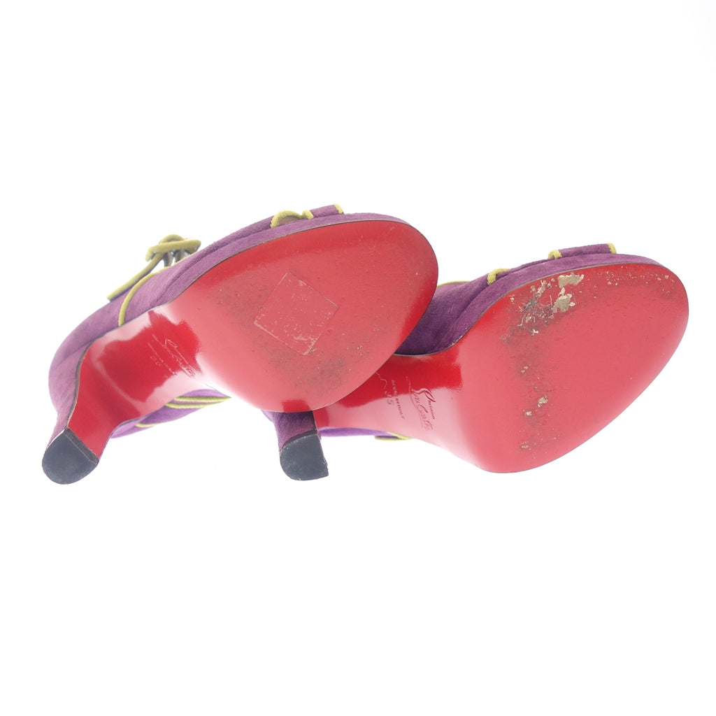 中古◆クリスチャンルブタン スエードレザー ベルト ヒール パンプス シューズ レディース 35 紫系 Christian Louboutin【AFC6】