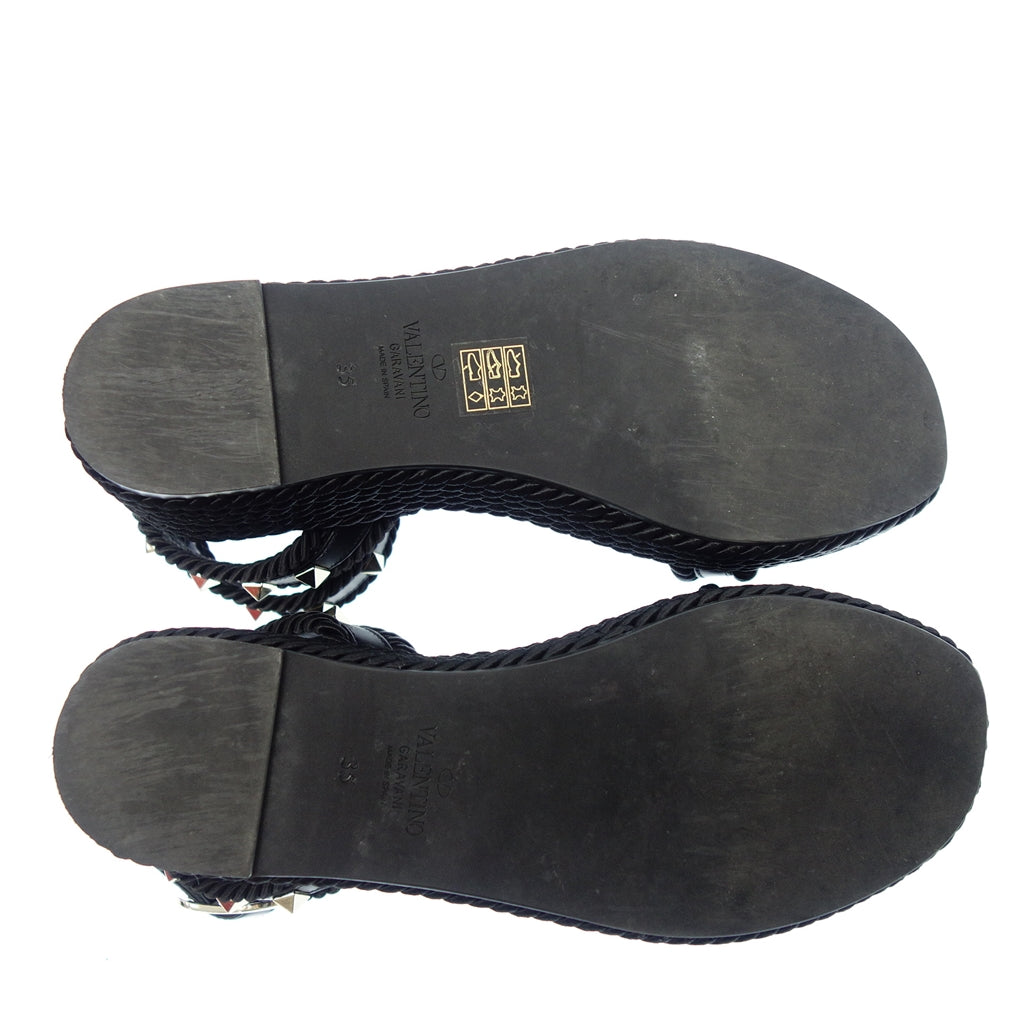 中古◆ヴァレンティノ サンダル レディース 2W2S0GI3 ロックスタッズ ウェッジソール レディース 35 黒 VALENTINO【AFD3】