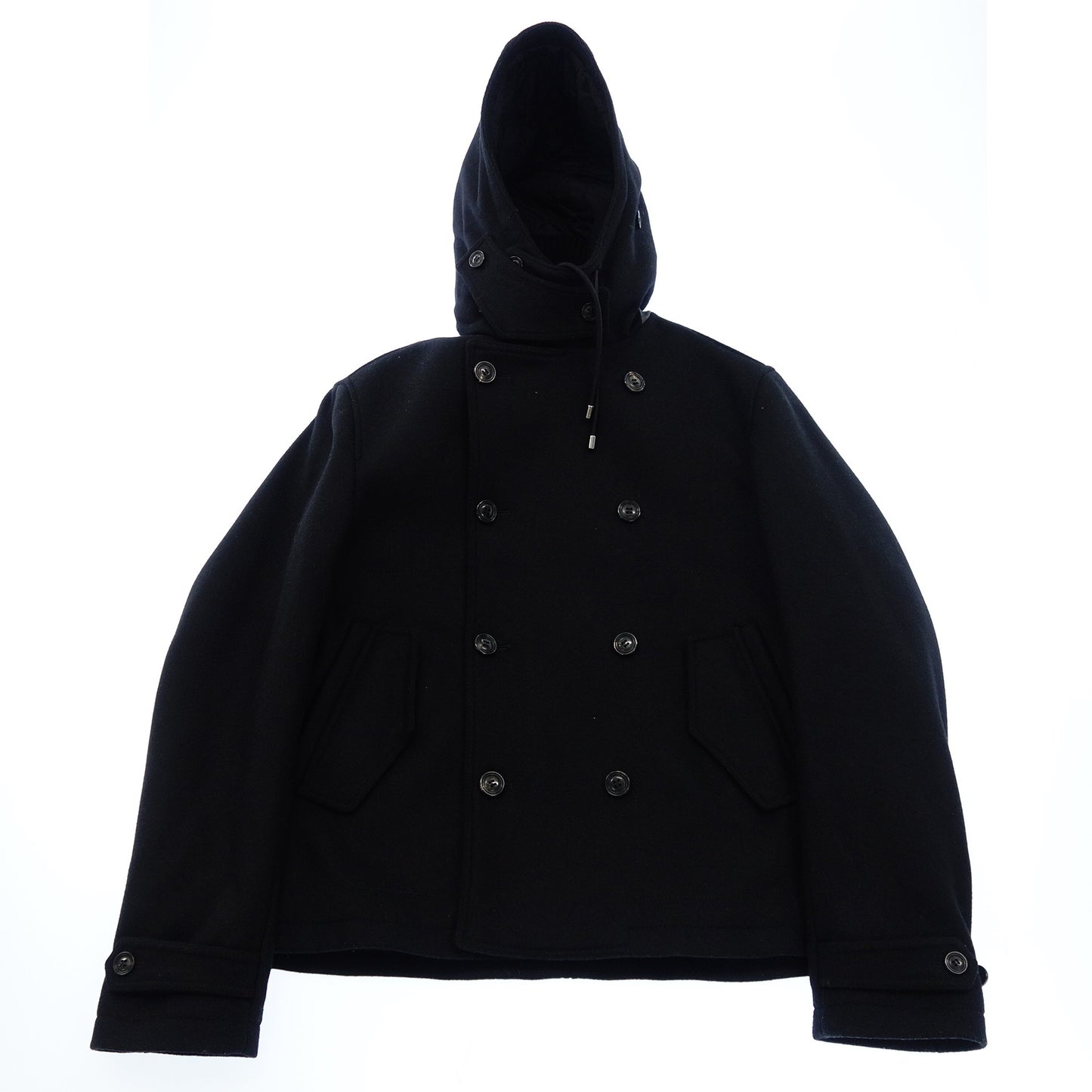 ドルチェ&ガッバーナ ピーコート G0825T ニット切り替え ウール ブラック メンズ 54 DOLCE&GABBANA【AFA9】【中古】