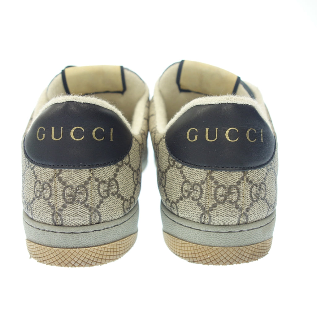 美品◆グッチ スニーカー スクリーナー レザー メンズ ブラウン系 サイズ9 GUCCI【AFD1】