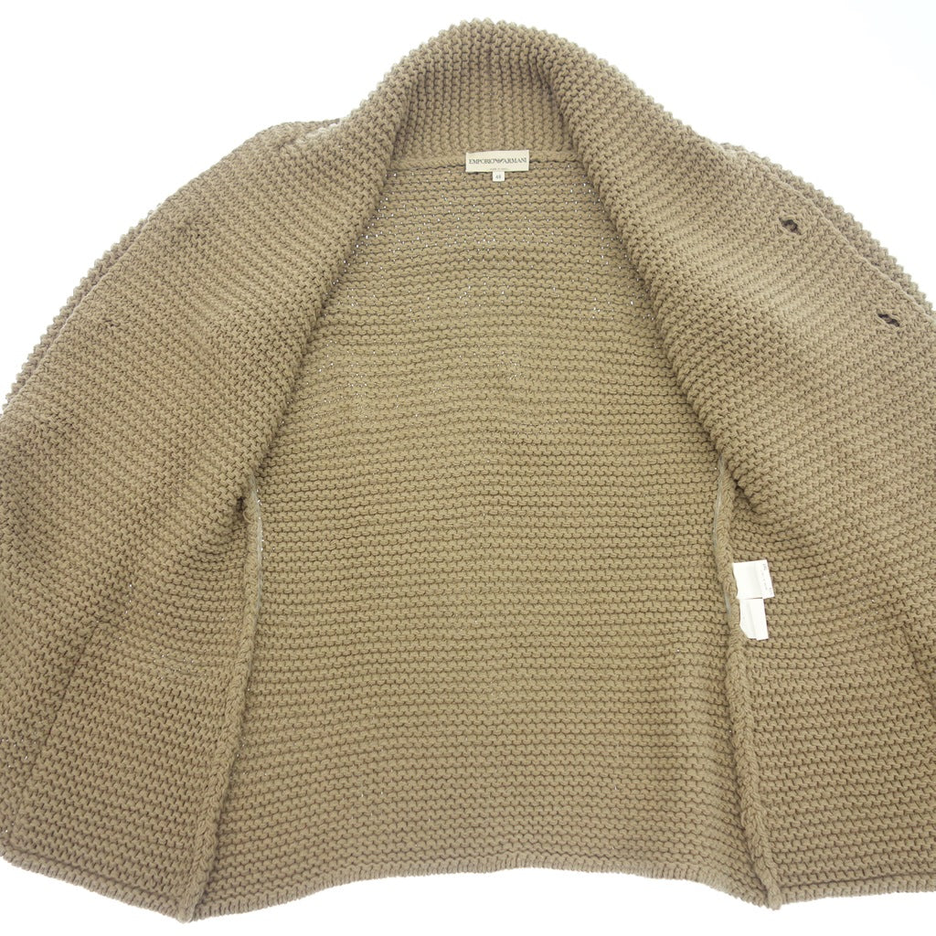 美品◆エンポリオアルマーニ カーディガン ショール デザイン コットン混 メンズ ブラウン系 サイズ48 EMPORIO ARMANI【AFB10】