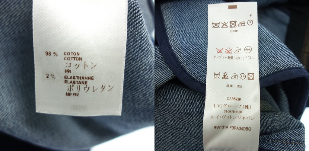 美品◆ルイヴィトン ワイドパンツ 金ボタン RW131A 13SS サイズ38 レディース 青 LOUIS VUITTON【AFB43】