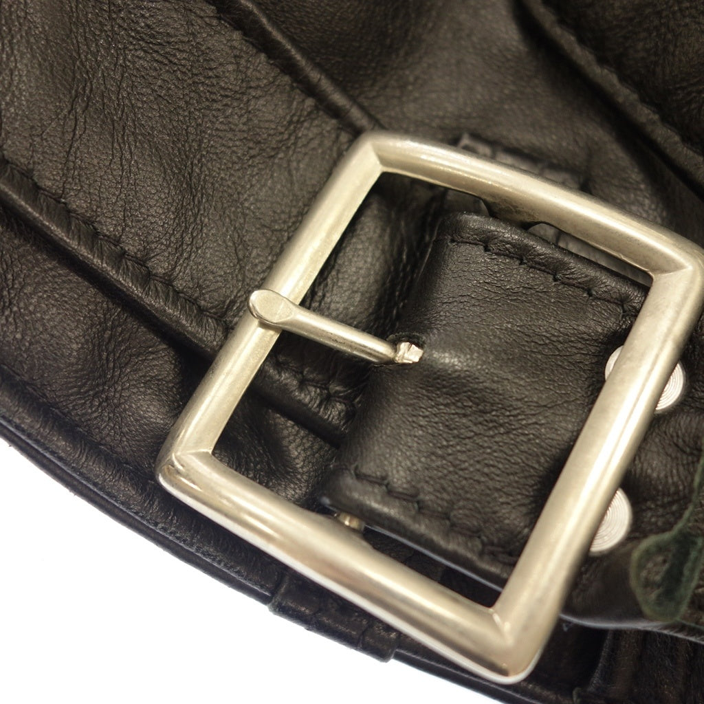 美品◆ヨウジヤマモト × ショット ライダースジャケット レザー レディース サイズXS ブラック Yohji yamamoto × Schott【AFG1】