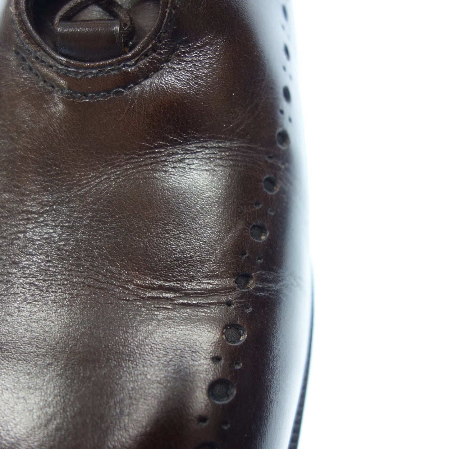 美品◆ベルルッティ レースアップレザーシューズ パンチング プレーントゥ メンズ ブラウン サイズ7.5 Berluti【AFC44】