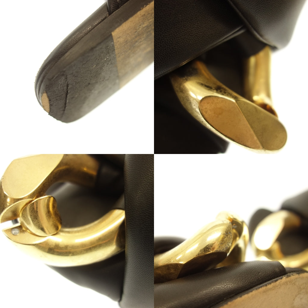 中古◆ジェイダブリューアンダーソン サンダル ミュール フラット ツイスト チェーン レディース 36 ブラック×ゴールド ANW38022A J.W ANDERSON【AFD4】