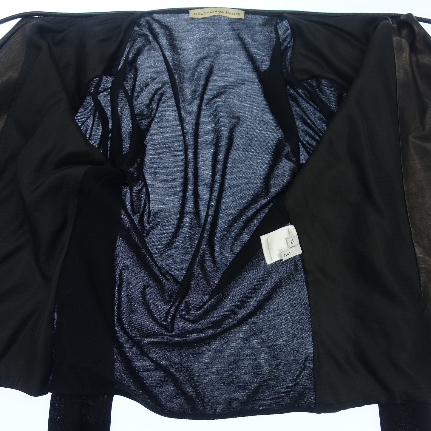 中古◆バレンシアガ ジャケット シースルー レザー切替 レディース 40 黒 BALENCIAGA【AFB50】