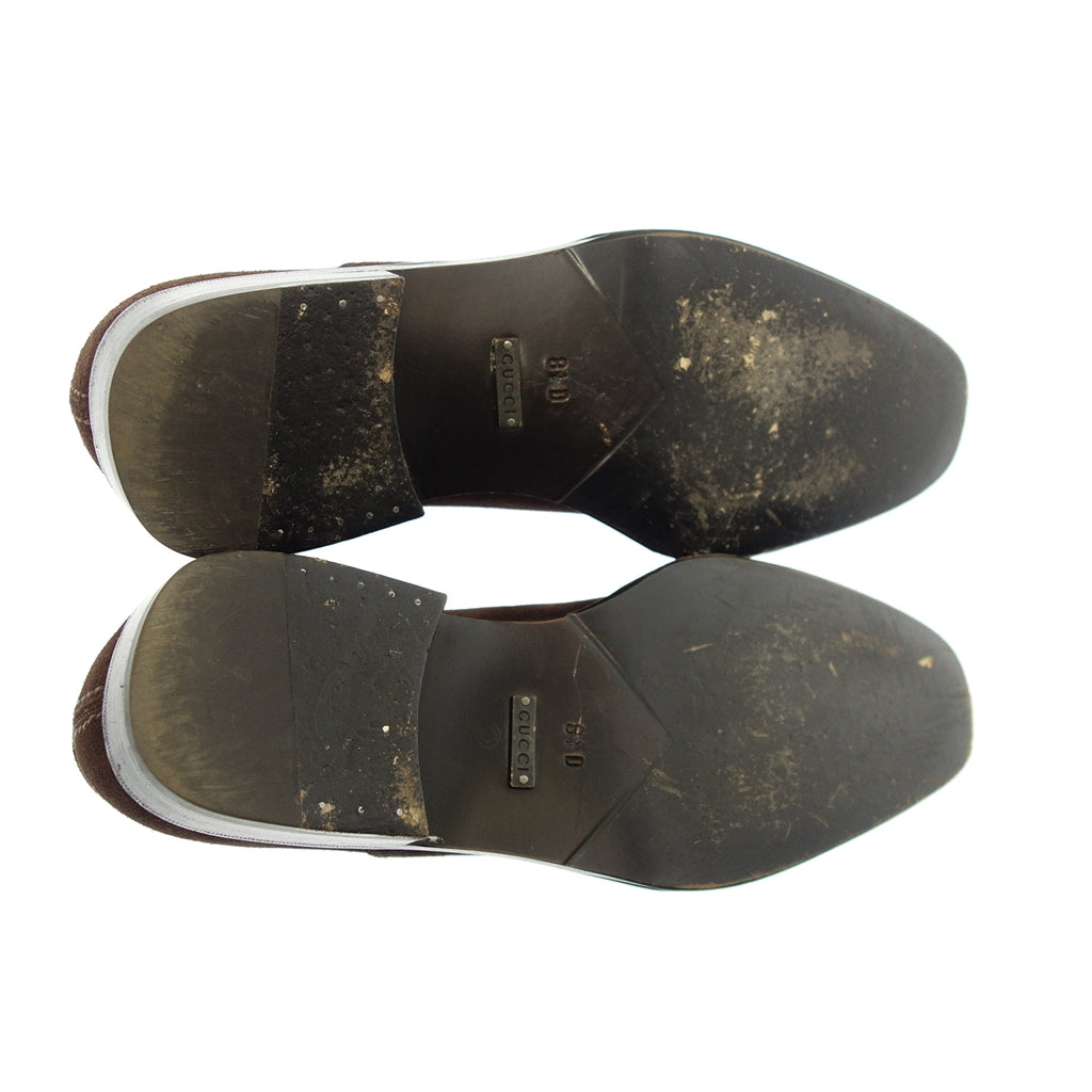 中古◆グッチ レザーシューズ ストレートチップ 内羽根 101703 スエード メンズ 8.5 茶系 Gucci【AFC12】