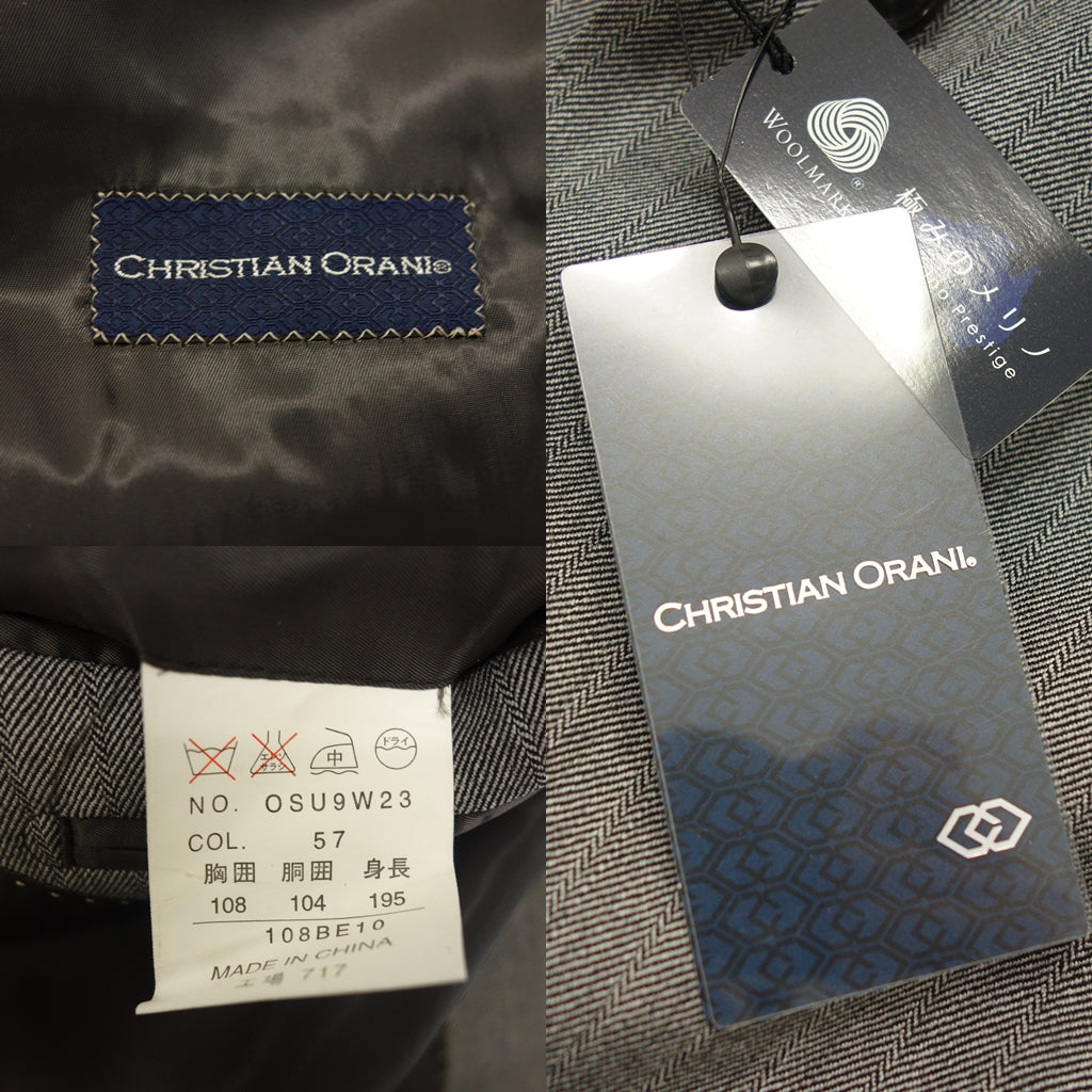 極美品◆クリスチャンオラーニ スーツ ウール メンズ グレー サイズ108 christian orani【AFB41】