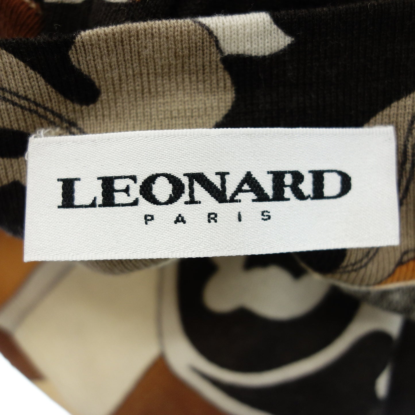 レオナール ワンピース モックネック 総柄 ブラウン レディース 38 LEONARD【AFB43】【中古】