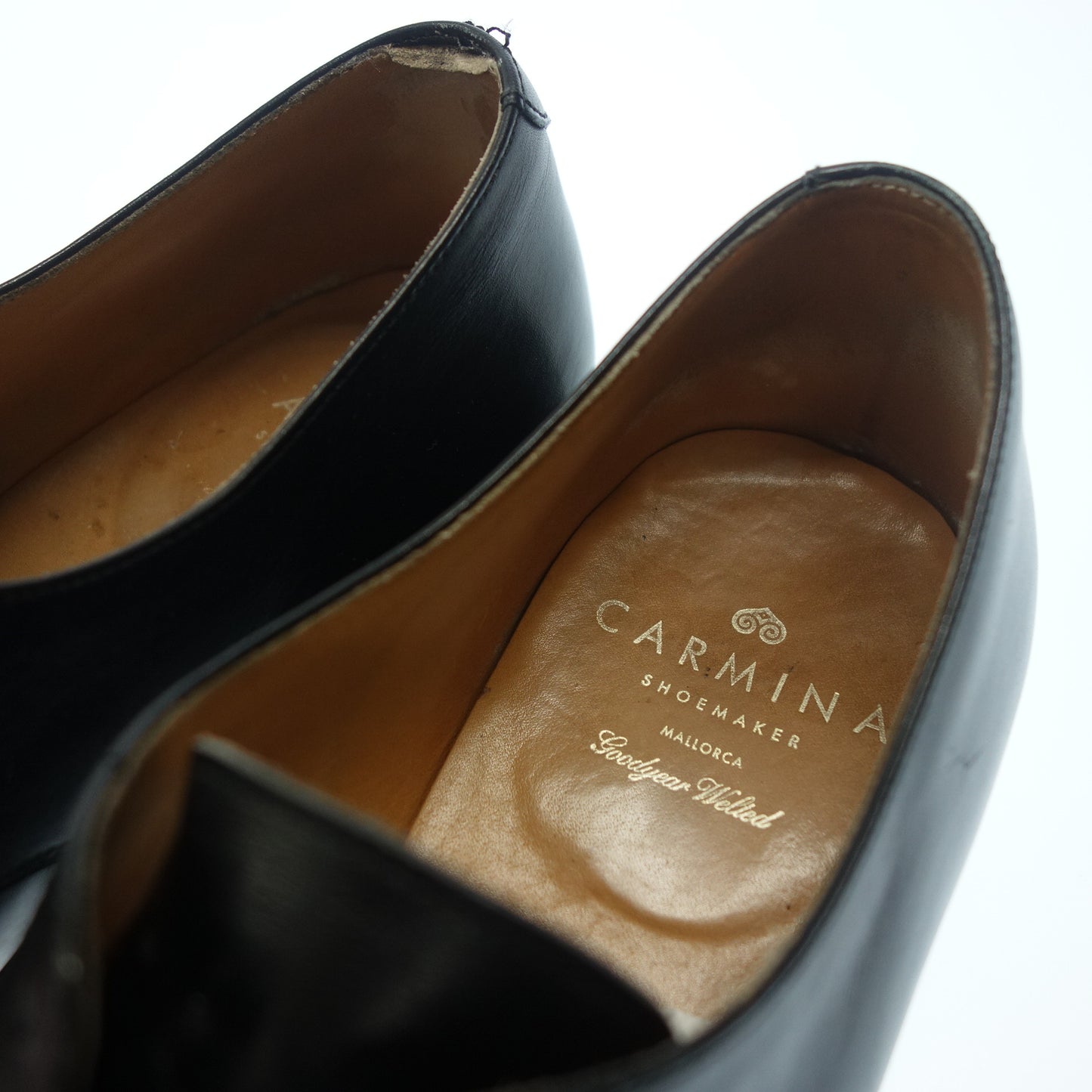 美品◆カルミナ プレーントゥ シューズ 80330 サルトレカミエ シューツリー付き メンズ 7.5 黒 CARMINA【AFC13】