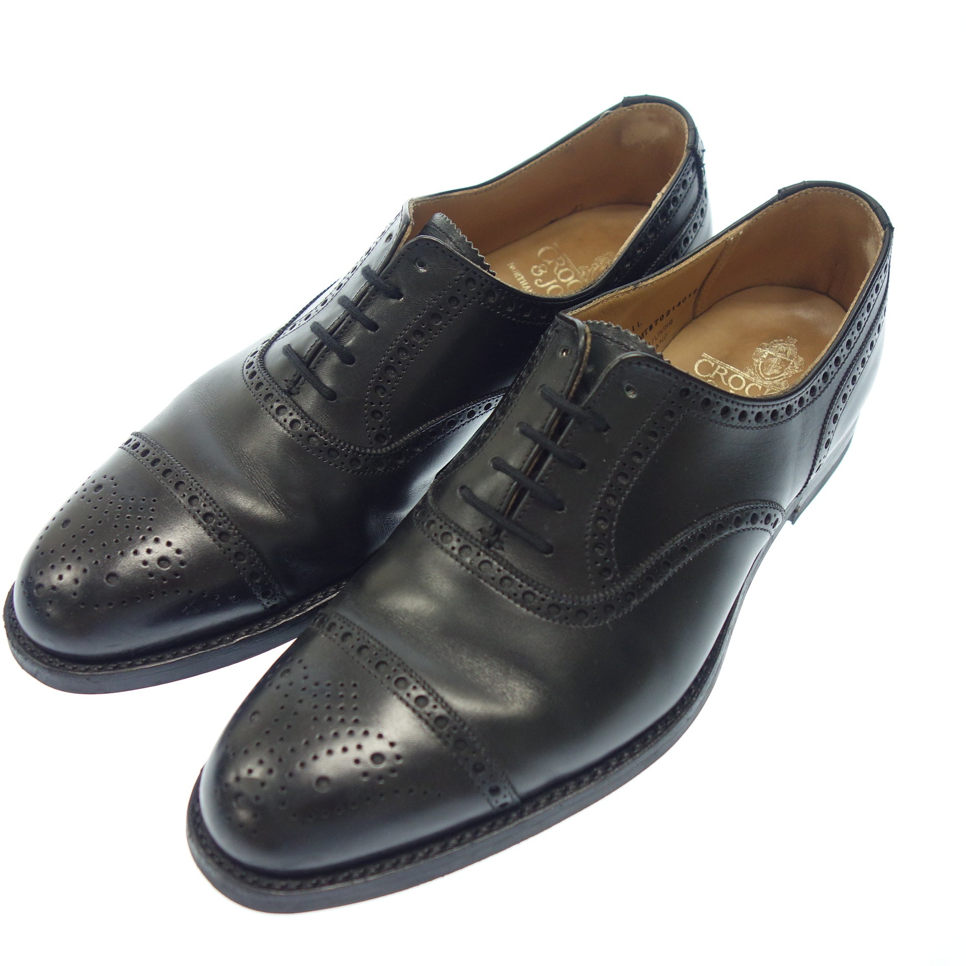 【特別大特価】CROCKETT & JONES セミブローグ黒 YEOVIL 6(24.5) 靴