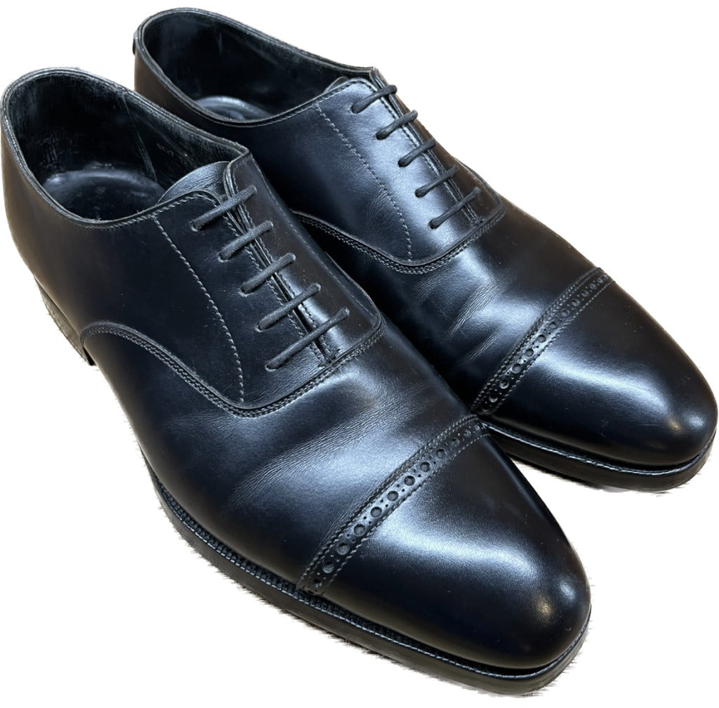 Good Condition◆Crockett & Jones Punched Cap Belgrave Hand Grade Black UK7E Crockett&Jones BELGRAVE