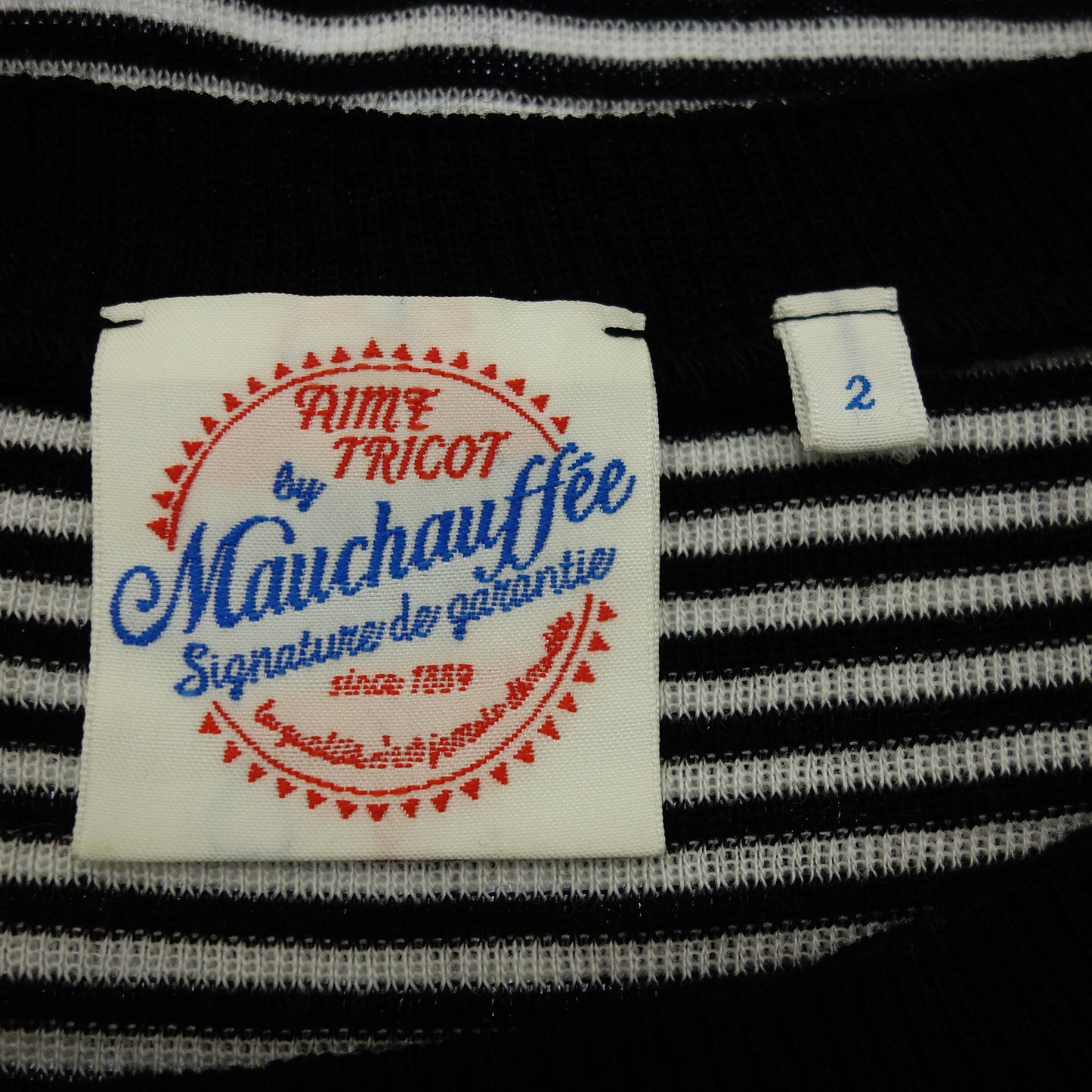 エムトリコ バイ モウショッフェ ニットセーター ミニボーダー クルーネック メンズ 2 ブラック/ホワイト AIME TRICOT by MAUCHAUFFEE【AFB41】【中古】