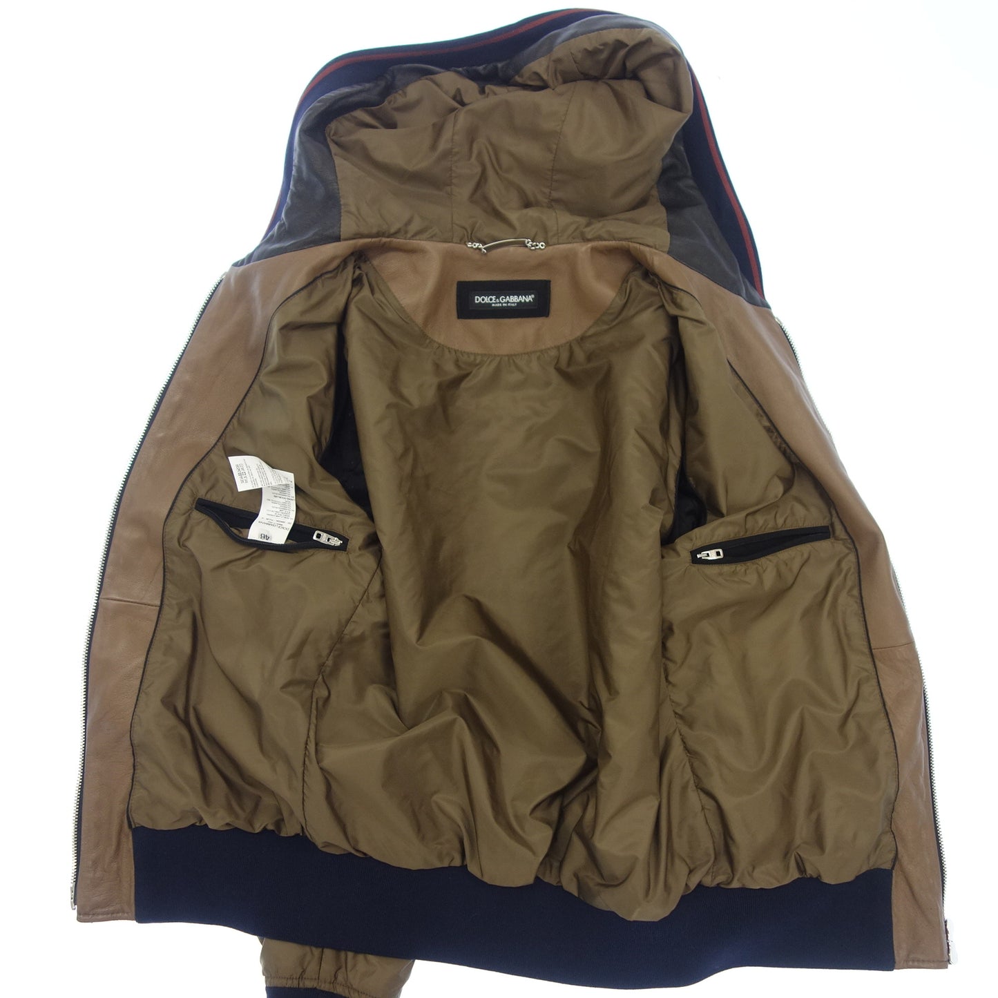 ドルチェ&ガッバーナ ジップアップパーカー レザー 切替 メンズ 46 黒×茶 DOLCE&GABBANA【AFG1】【中古】