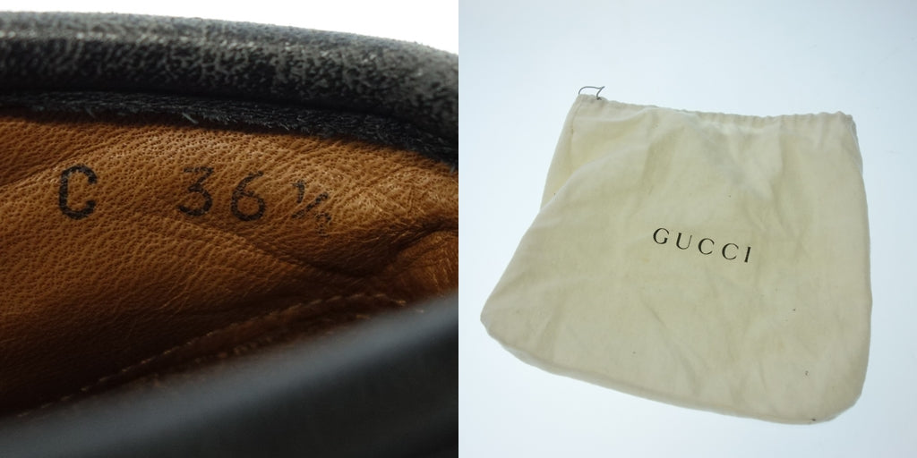 中古◆グッチ レザーショートブーツ ホースビット レディース 36.5 黒 GUCCI【AFC41】