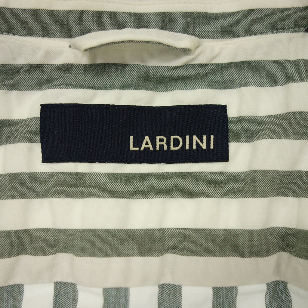 中古◆ラルディーニ シャツジャケット シアサッカー コットン100% メンズ ホワイト×グリーン サイズS LARDINI【AFB45】