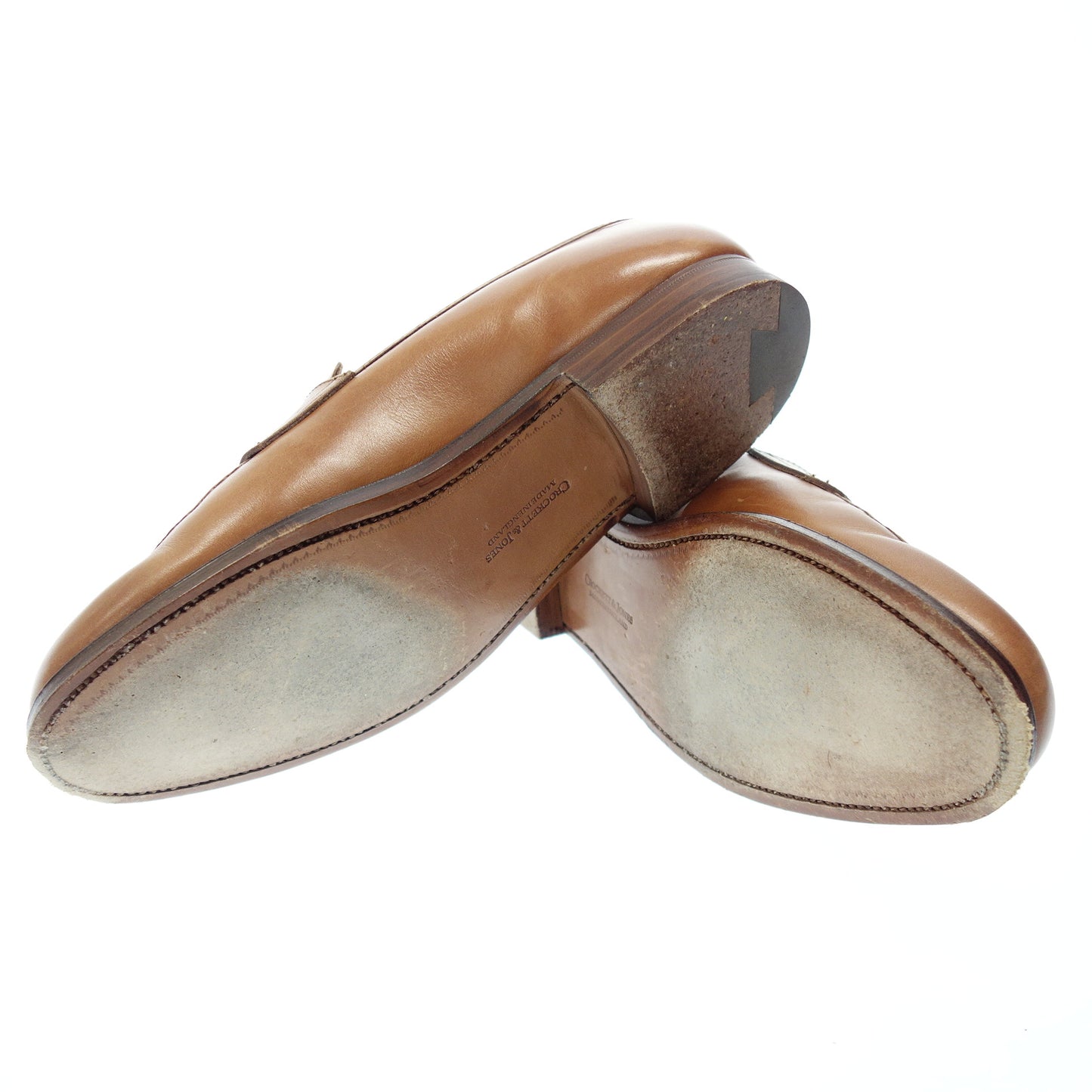 美品◆クロケット&ジョーンズ コインローファー レザー BOSTON メンズ 7E 茶 CROCKETT&JONES【AFC50】