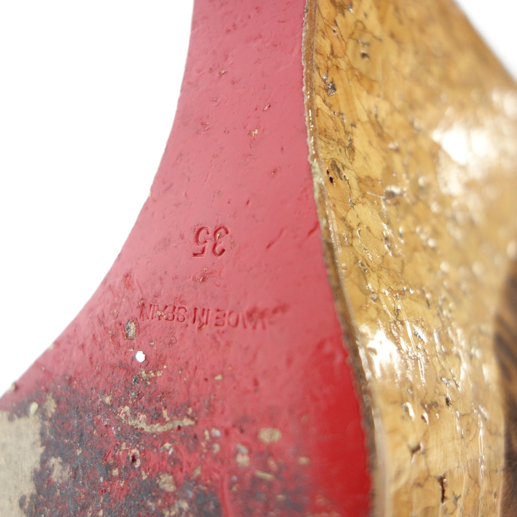 中古◆クリスチャンルブタン ハラコ レザー ウェッジソール パンプス レディース 35 茶系 Christian Louboutin【AFC6】